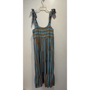 Mister Zimi Blue and Brown Striped Maxi Dress